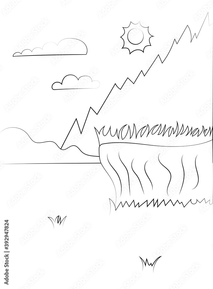 Coloring page outline of nature. Vector illustration