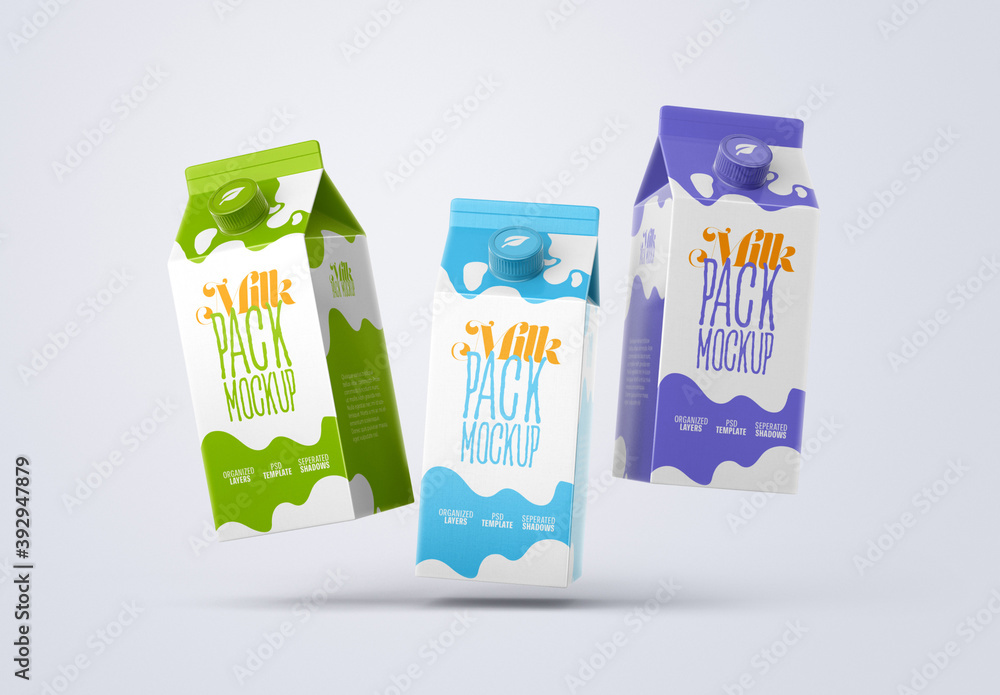 Milk Carton Box Mockups Stock Template | Adobe Stock