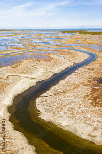 Photography Aerial of Strange Waterways in SF Bay Marshland