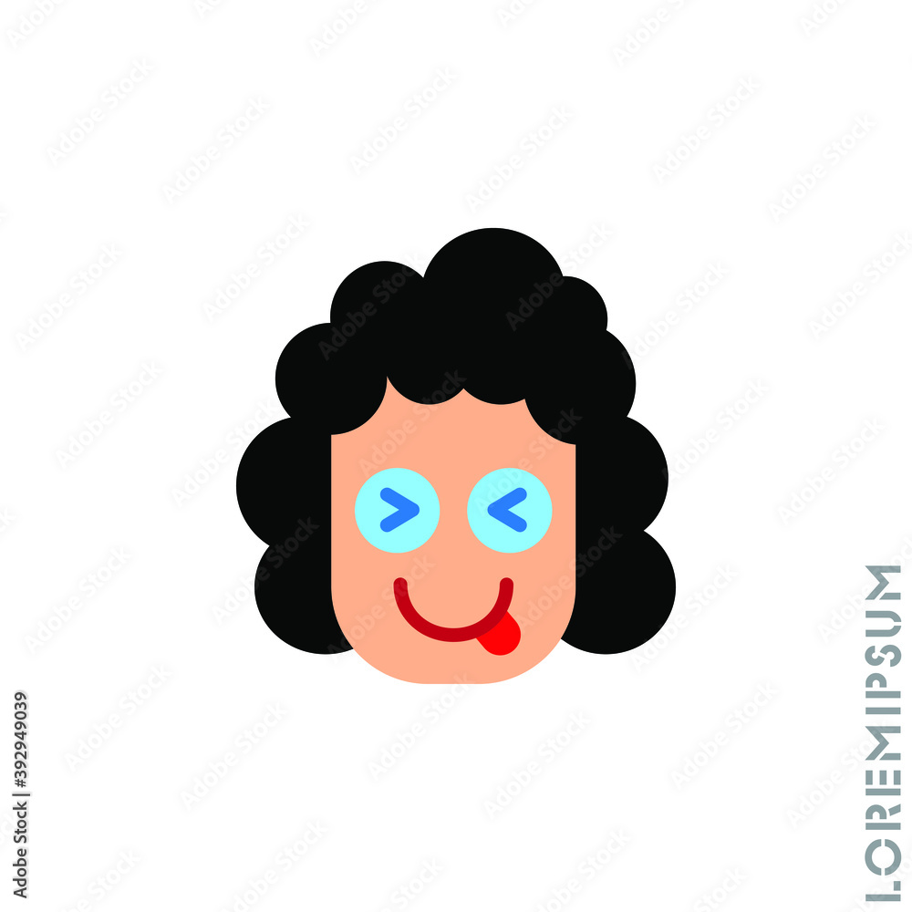 Smile icon girl, woman. Happy, laughing, emotions icon. Simple vector expression of mood icons for ui and ux, website or mobile application. Color on white background