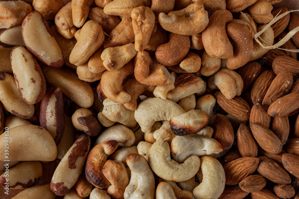 Variety of nuts like texture background. Main nuts of Brazilian cuisine Variety of nuts like texture background. Main nuts of Brazilian cuisine