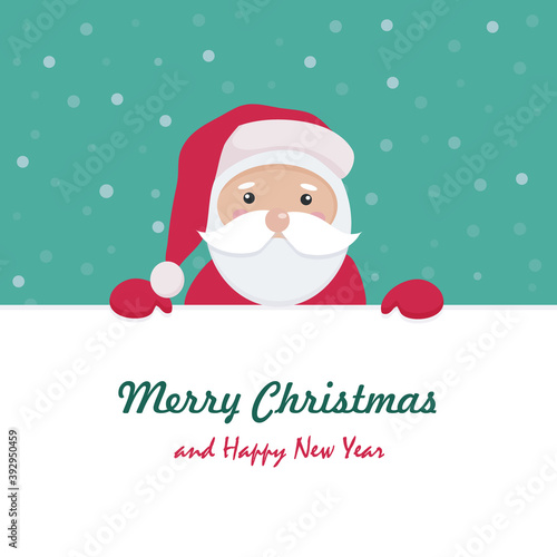 A greeting card with Santa Claus. Merry Christmas and Happy New Year. Vector illustration © Ольга Дубровина