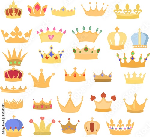 Set of golden crowns vector illustration design. Crown icons
