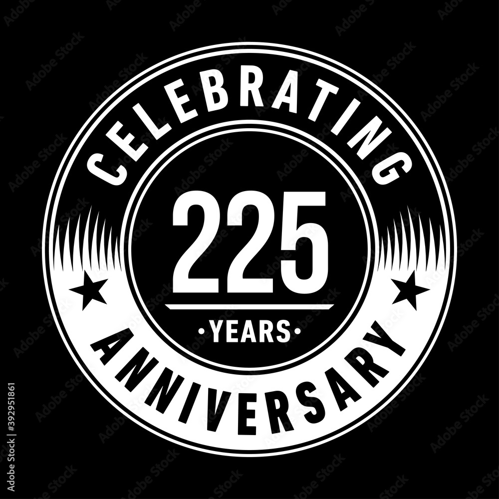 225 years anniversary logo template. Vector and illustration.

