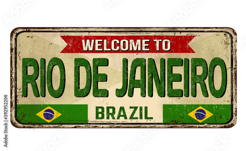 Welcome to Rio de Janeiro vintage rusty metal sign