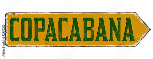 Copacabana vintage rusty metal sign