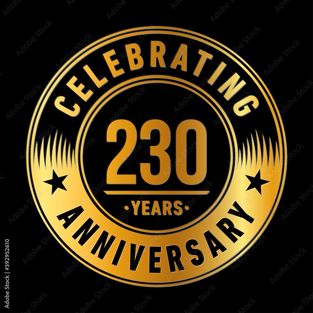 230 years anniversary logo template. Vector and illustration.
