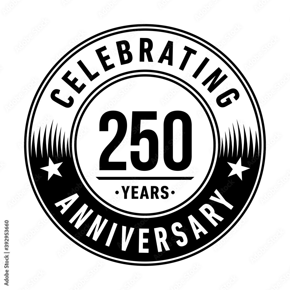 250 years anniversary logo template. Vector and illustration.
