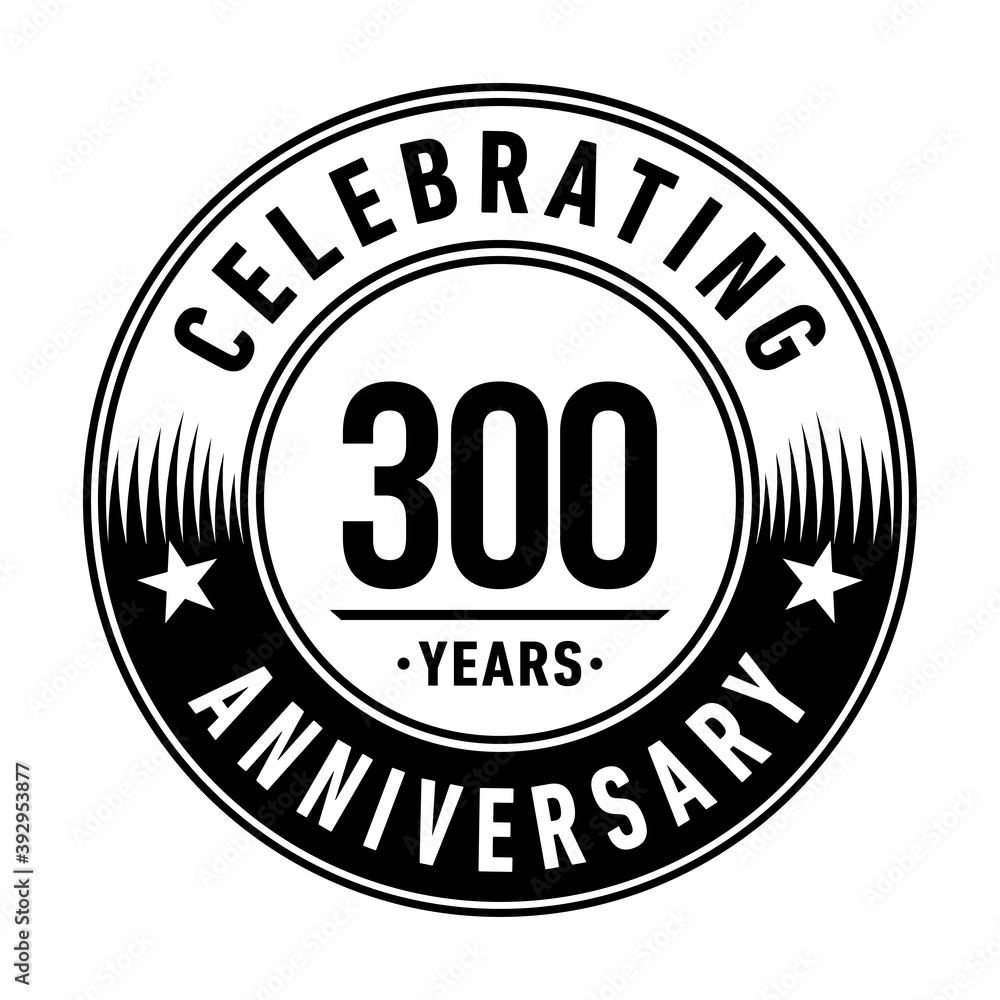 300 years anniversary logo template. Vector and illustration.
