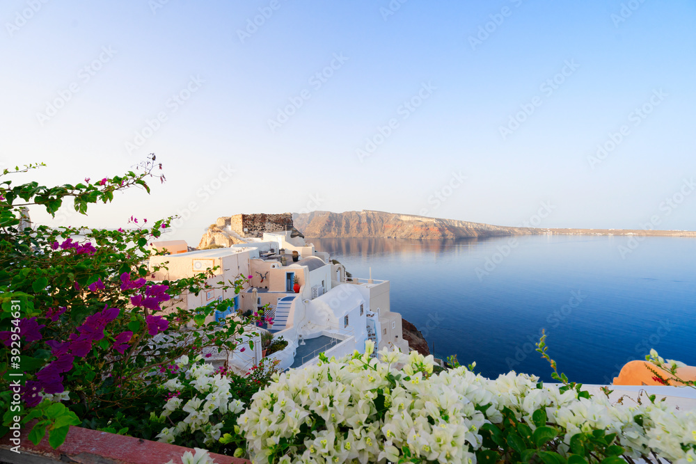 Fototapeta premium white belfry, Santorini island, Greece