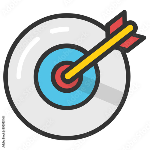 
A dartboard with dart on aim flat icon
