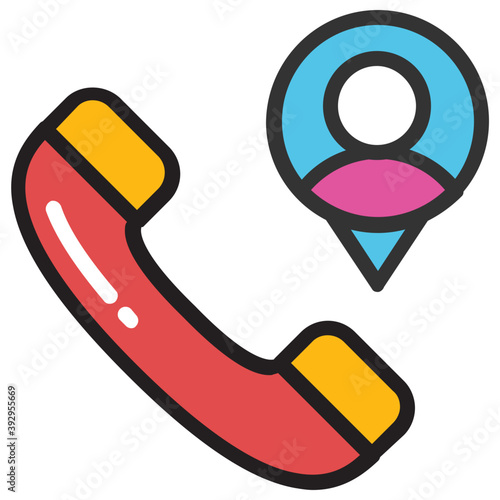 
A telephone receiver and a person symbol showing business communication concept 
