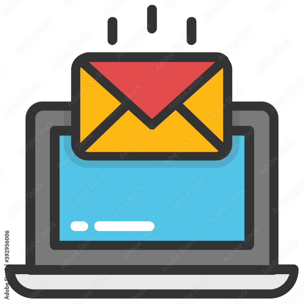 Flat design icon of laptop with email going sign, concept of email marketing
Flat design icon of laptop with email going sign, concept of email marketing