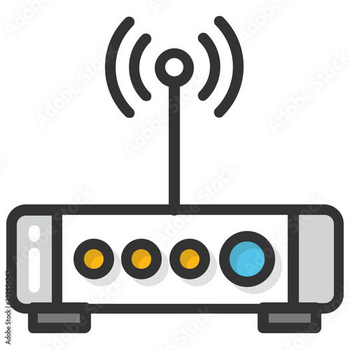 
Internet modem or wifi router flat design vector icon
