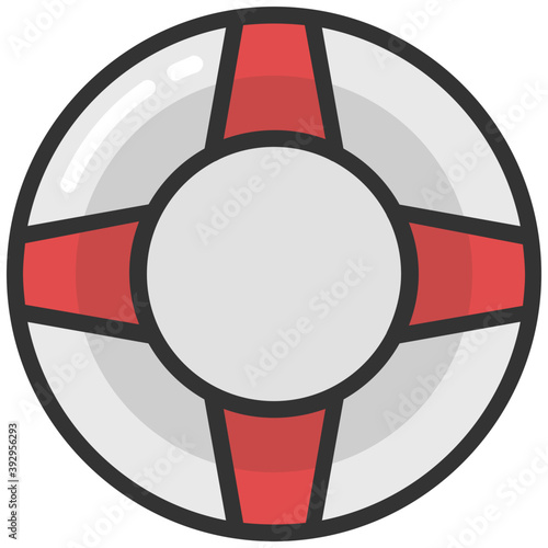 
A rounded life ring or lifesaver flat vector icon 
