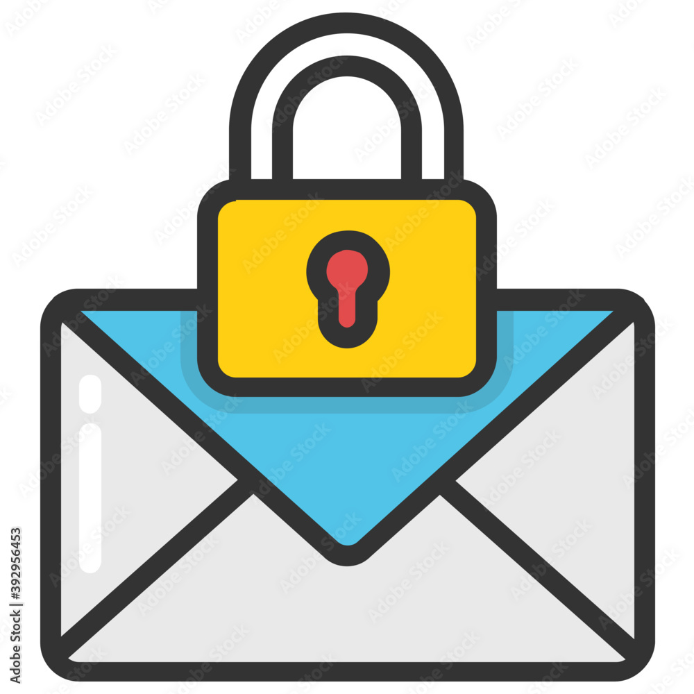 A closed mail with padlock, concept of encrypted mail flat vector icon
A closed mail with padlock, concept of encrypted mail flat vector icon