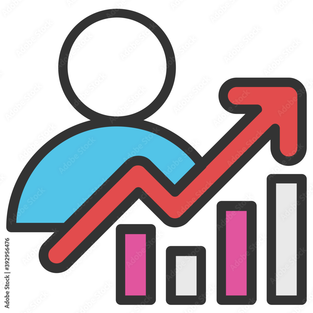 A man avatar with growth bar chart, concept of business presentation flat design icon
A man avatar with growth bar chart, concept of business presentation flat design icon