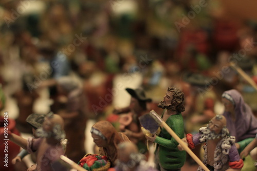 Fototapeta Christmas market of figures for the Belen portal