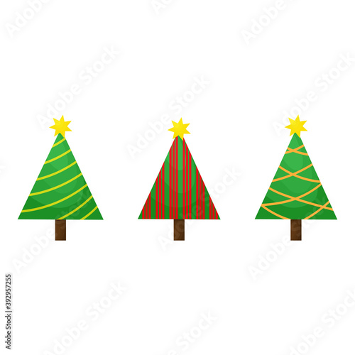 Christmas tree set isolated on white background