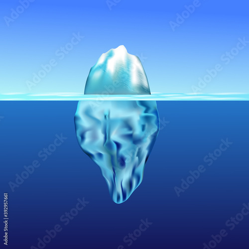 
Iceberg floating among ice floes in the blue Antarctic sea and clouds.WInter arctic landscape with blue pure water and snow hills.
