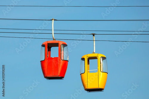 two passenger cabins on the cable car photo