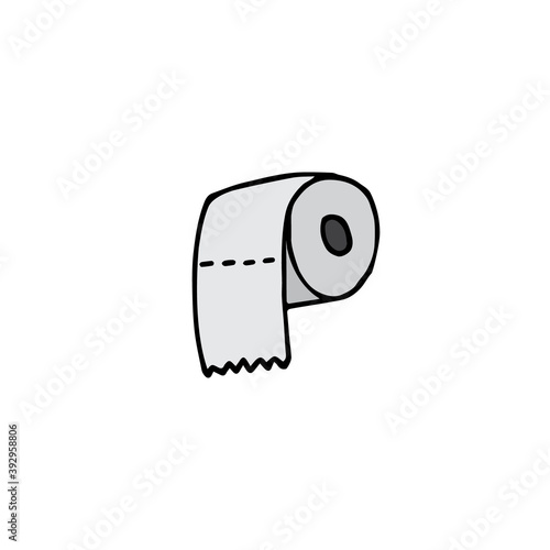 Vector hand drawn doodle sketch colored toilet paper isolated on white background