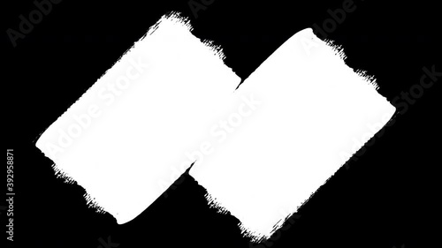 A set of abstract brush strokes in the form of a frame, transitions open with luma matte (transparency). Hand drawn texture. Ideal for motion graphics, slideshows, transitions, fade, haze, reveal.