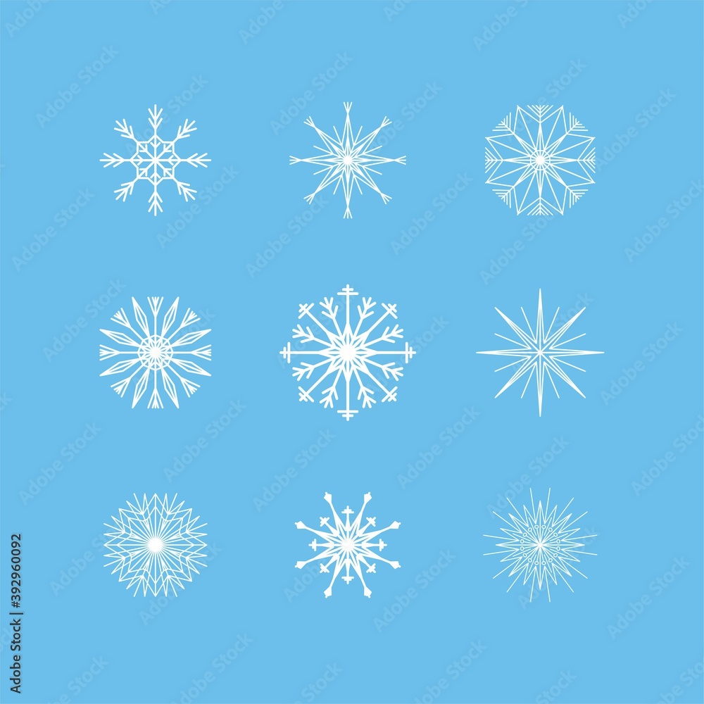 Beautiful snowflakes set for christmas winter design Beautiful snowflakes set for christmas winter design