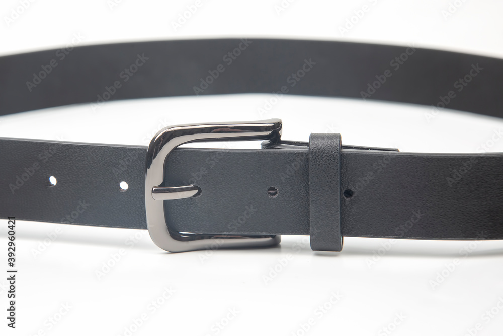 black leather belt on a white background black leather belt on a white background