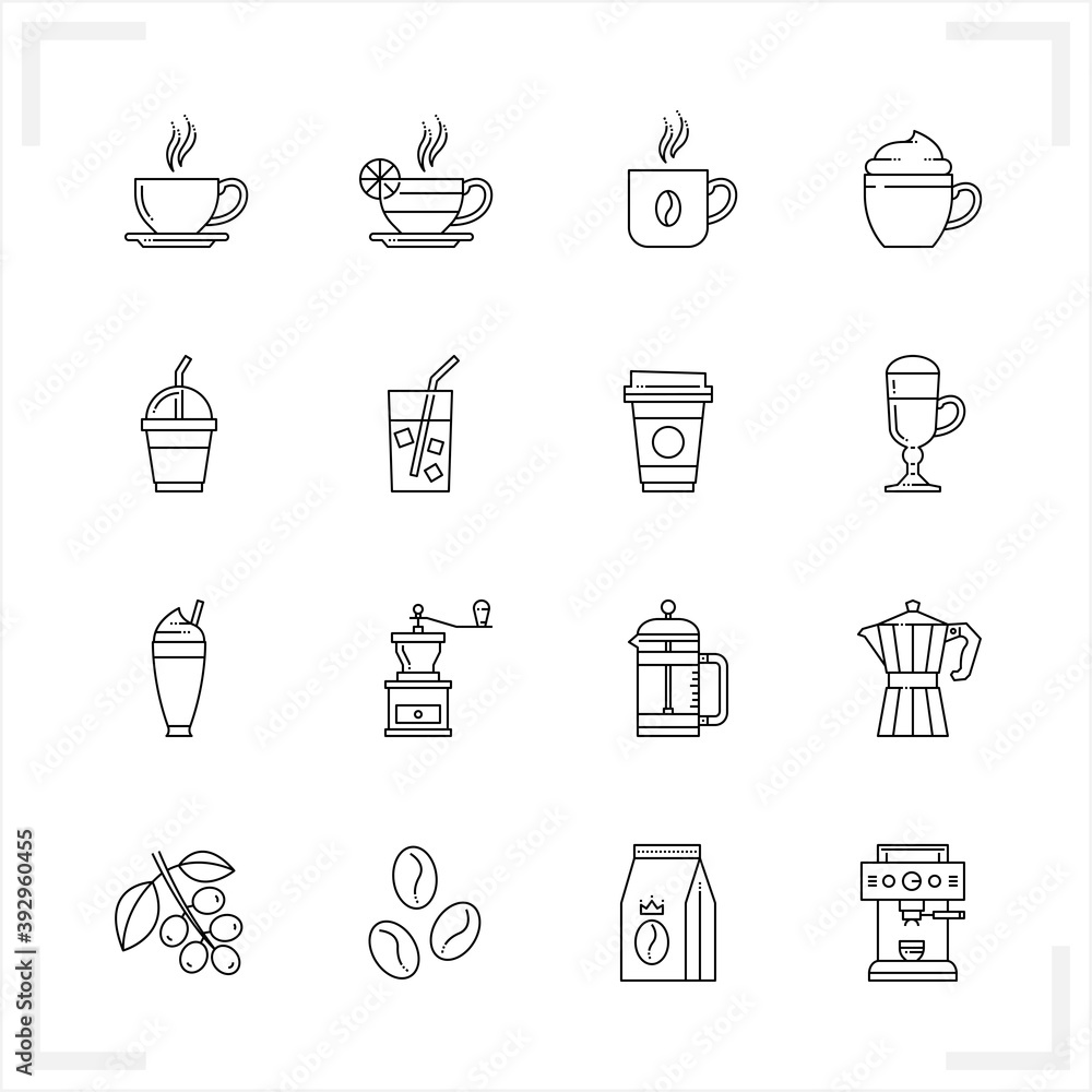 Coffee icons with White Background Coffee icons with White Background