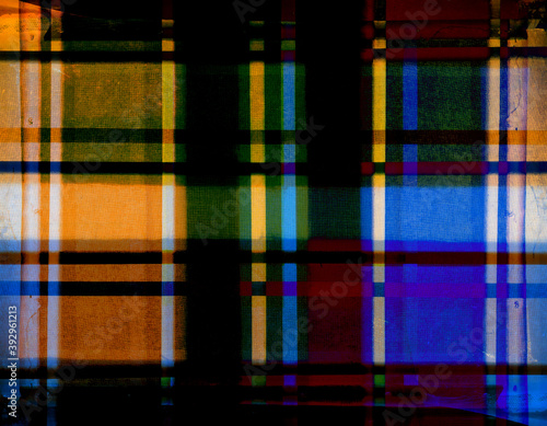 A striking illustration in a combination of a combination of red, black, blue, green, purple, orange and yellow.