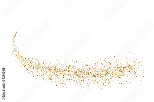 Vector gold glitter wave abstract background, golden sparkles on white background
