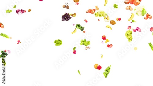 Wallpaper Mural World map from different fresh fruits and vegetables, isolated on white Torontodigital.ca