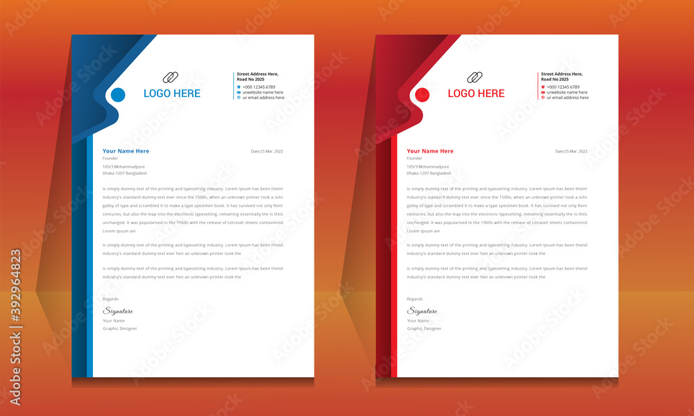 Modern Creative & Clean business style letterhead of your corporate project design. Ready to print with vector & illustration.