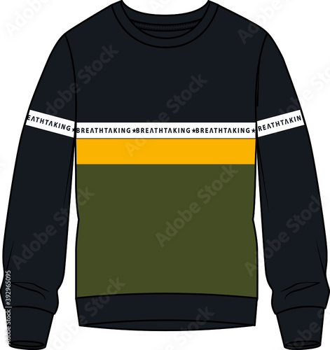 3 color kids flat sketch sweatshirt and pullover design.