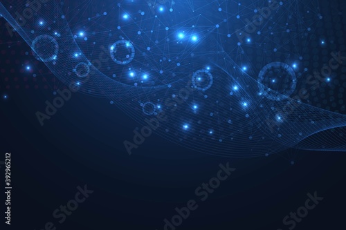 Big Data Visualization Background. Modern futuristic virtual abstract background. Science network pattern  connecting lines and dots. Global network connection .