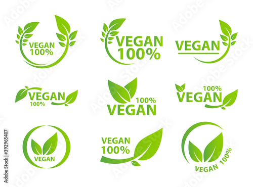vegan icon bio ecology organic,logos label tag green leaf