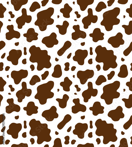 Vector seamless pattern of brown cow fur print isolated on white background
