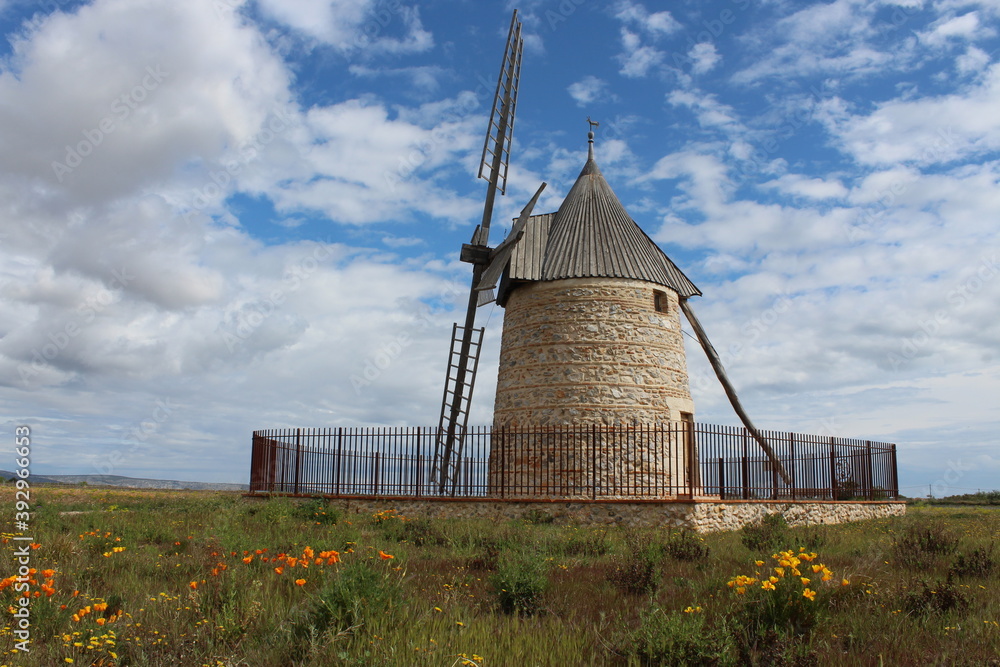 Moulin de Claira, a fully restored windmill located near Claira, Pyrénées-Orientales Department, southern France Moulin de Claira, a fully restored windmill located near Claira, Pyrénées-Orientales Department, southern France
