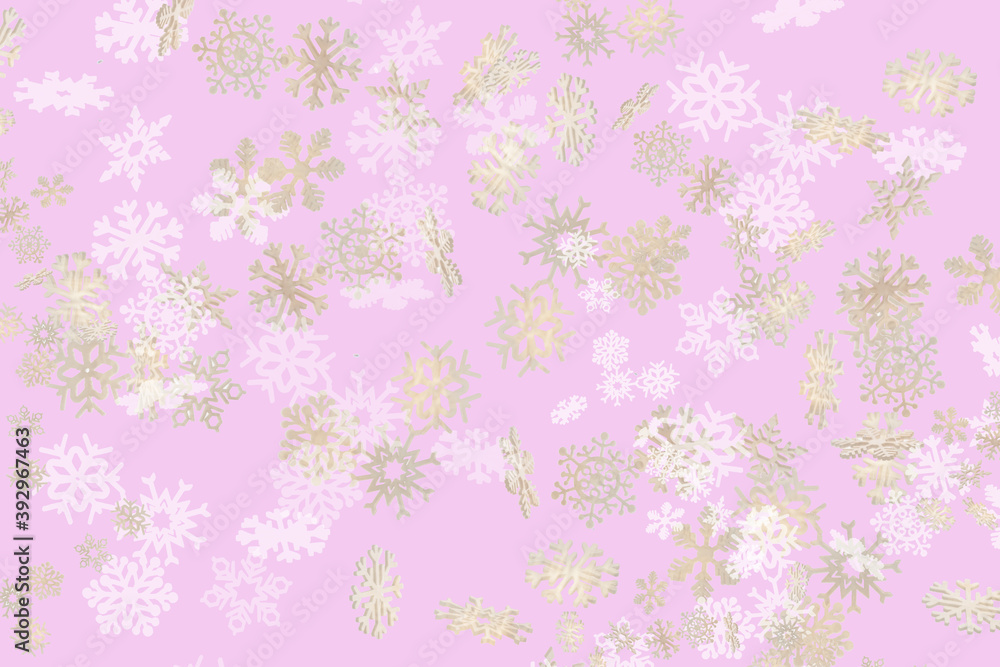 Falling snowflakes pattern on pink background Falling snowflakes pattern on pink background
