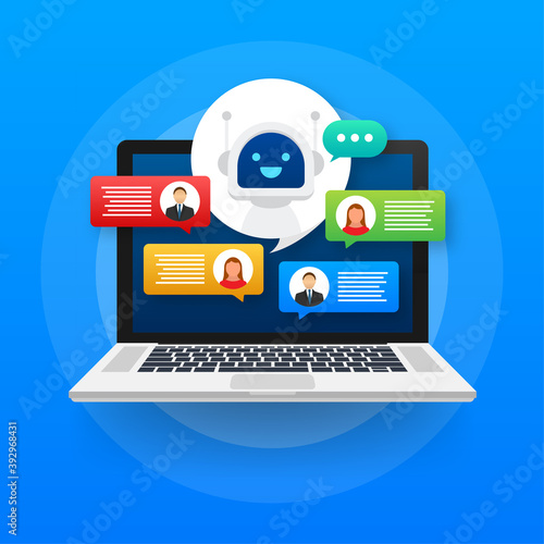 Robot icon. Bot sign design. Chatbot symbol concept. Voice support service bot. Online support bot. Vector illustration.