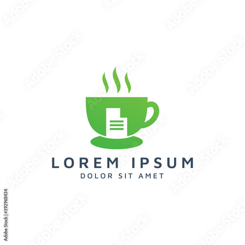 coffee and document negative space logo design