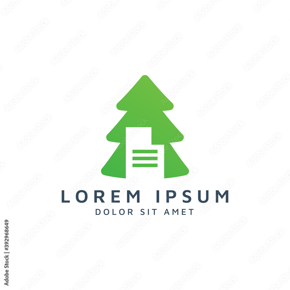 tree and document negative space logo design