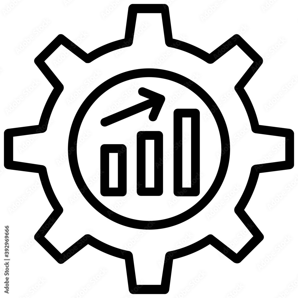 A cogwheel with a bar graph and growth arrow inside it representing organization development
A cogwheel with a bar graph and growth arrow inside it representing organization development