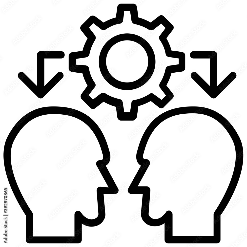 A person with a cogwheel symbolising adapt to change concept line icon
A person with a cogwheel symbolising adapt to change concept line icon