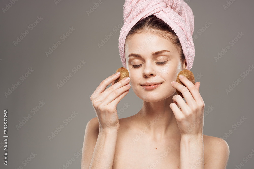 Pretty woman naked shoulders clean skin natural cosmetics cropped view Pretty woman naked shoulders clean skin natural cosmetics cropped view