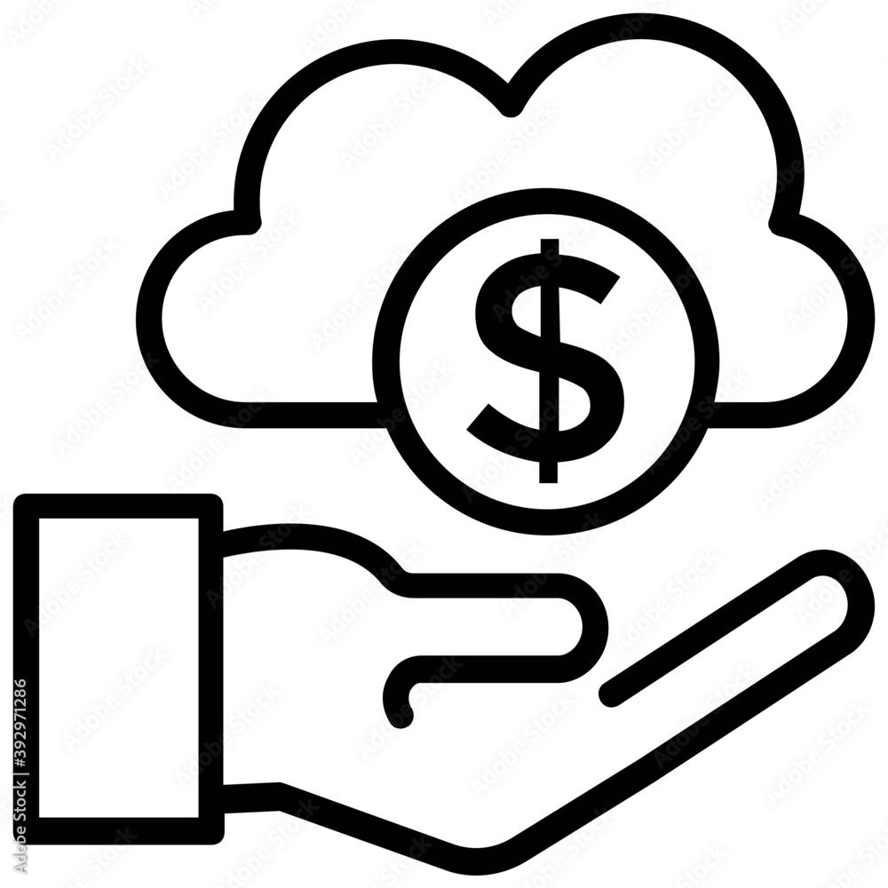 Hand holding dollar coin with cloud, concept of cloud funding line icon
Hand holding dollar coin with cloud, concept of cloud funding line icon