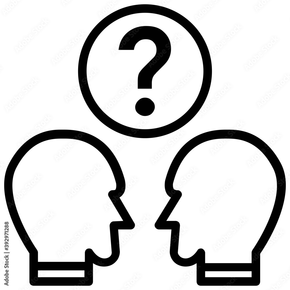 Two human head against each other concept of human discussion line icon
Two human head against each other concept of human discussion line icon