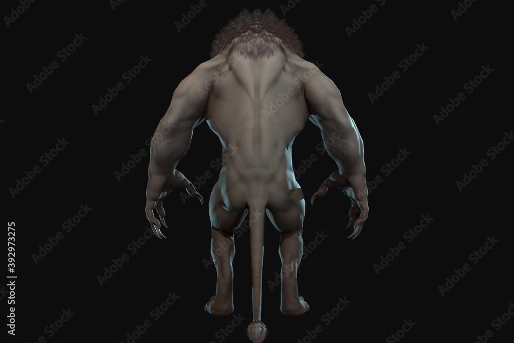 Fantasy character Humanoid Lion in epic pose - 3D render Fantasy character Humanoid Lion in epic pose - 3D render