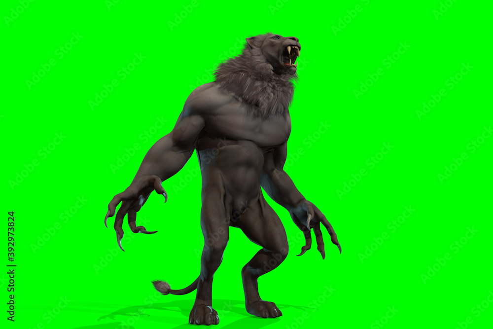 Fantasy character Humanoid Lion in epic pose - 3D render Fantasy character Humanoid Lion in epic pose - 3D render